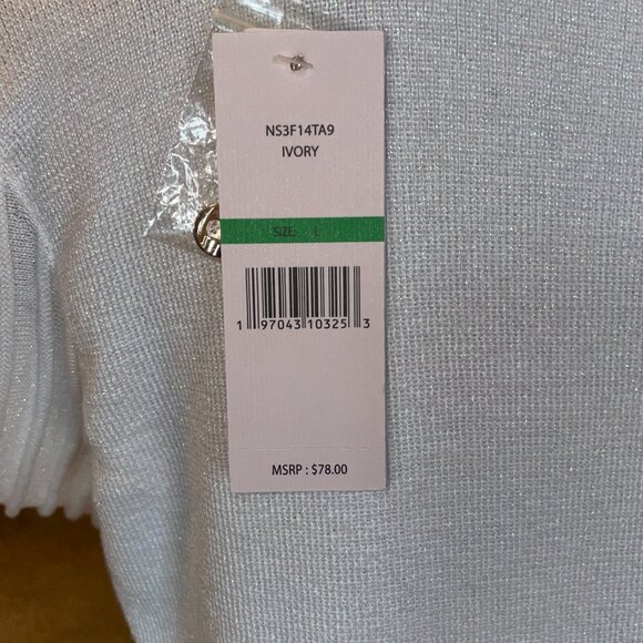 NWT NANETTE NANETTE LEPORE Shimmer Sweater Large Ivory Holidays - Picture 10 of 10